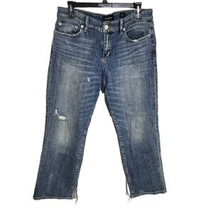 Lucky Brand Womens Jeans Size 8/29 Sweet Crop Blue Mid Rise Distressing 7WD10709